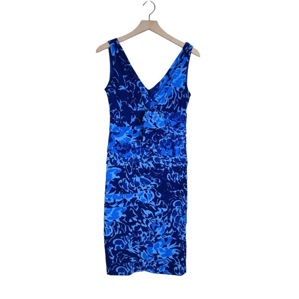 Jones New York Women's 4 V-neck Floral Tiered Lined Sheath Dress